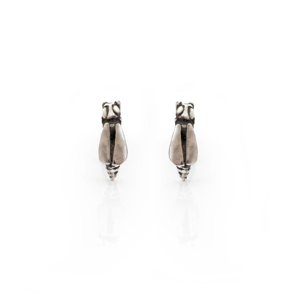 Tiny Silver Wasp Studs