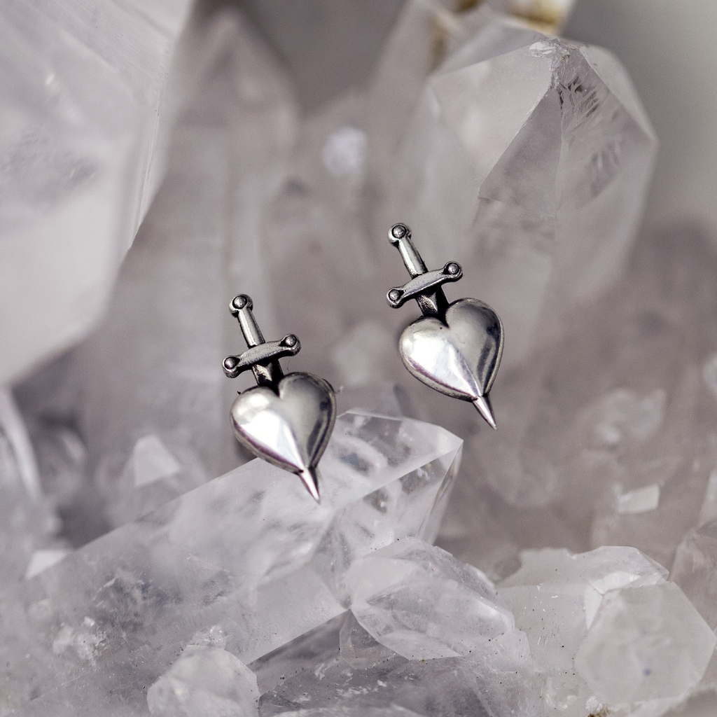 Sword-Pierced Heart Earrings