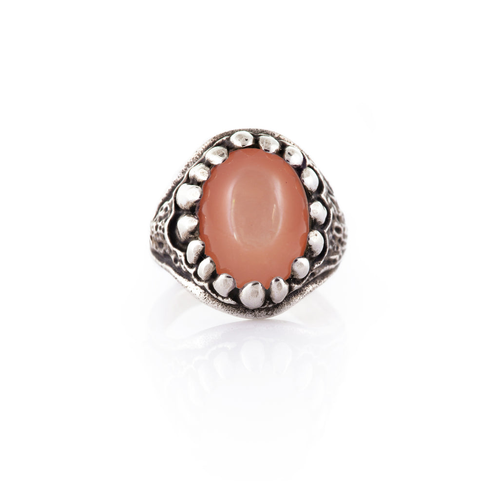 Limited Edition Peach Moonstone Baby Dragon Tooth Ring