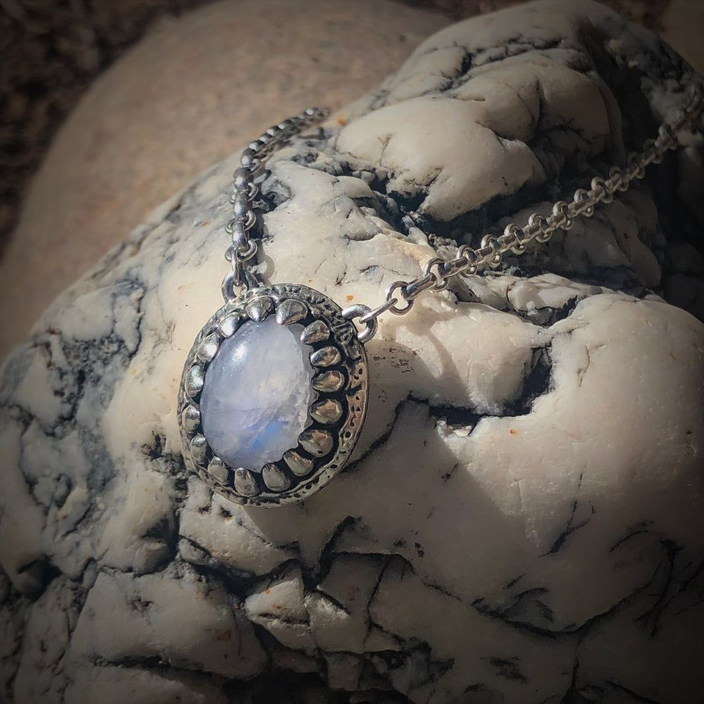 Moonstone Dragon Tooth Necklace