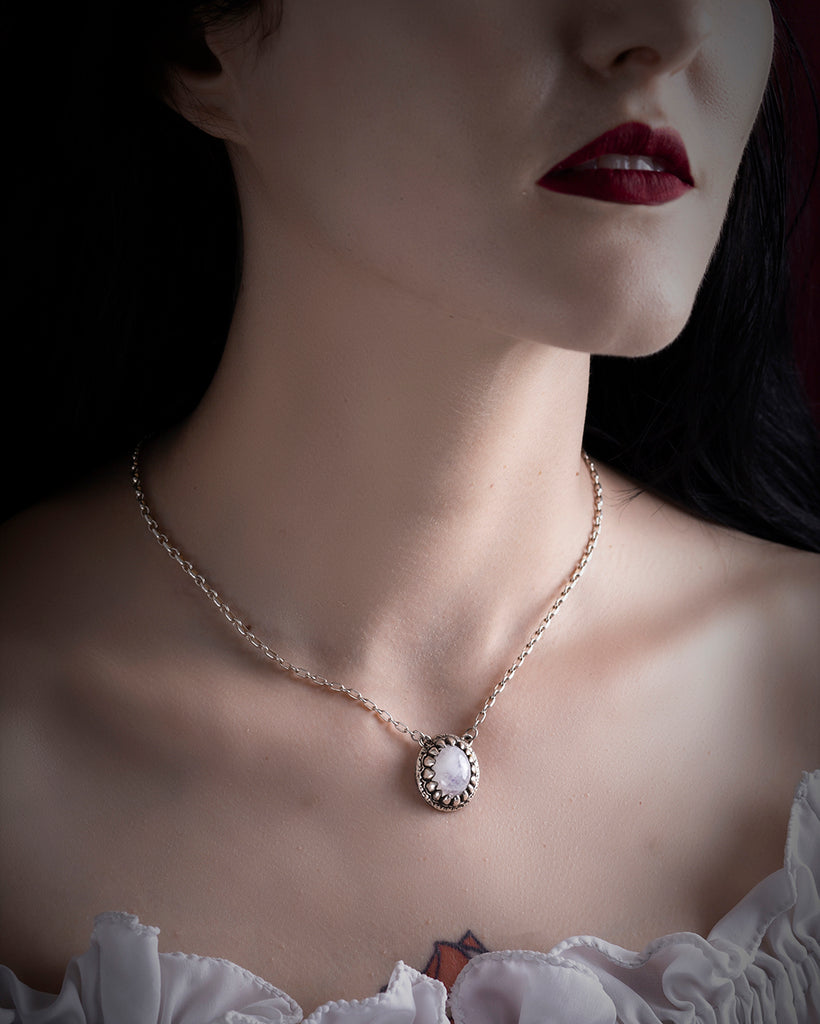 Limited Edition Peach Moonstone Dragon Tooth Necklace