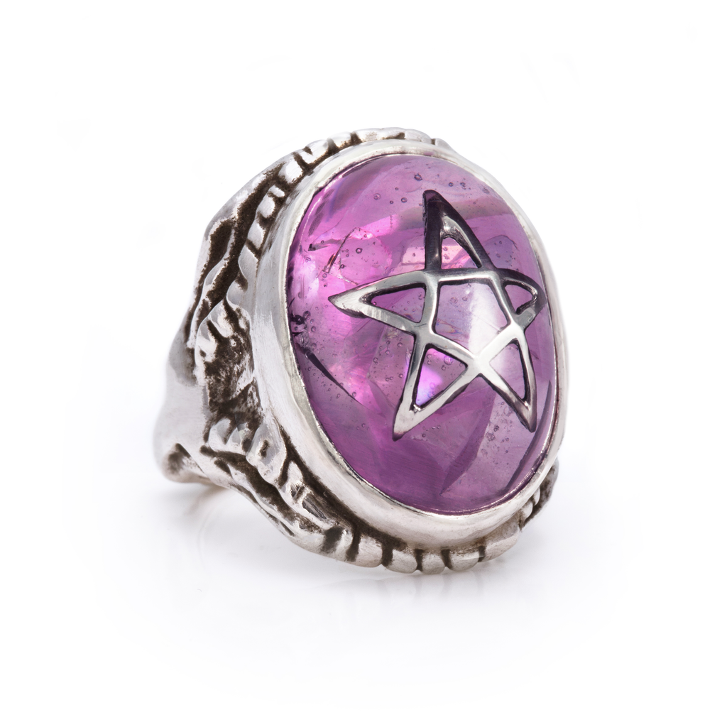 Cracked Pink Angel Heart Ring