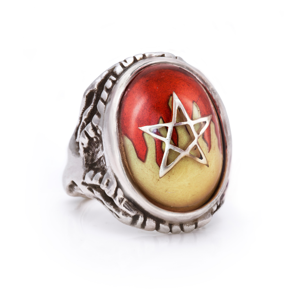 Red Flame Angel Heart Ring