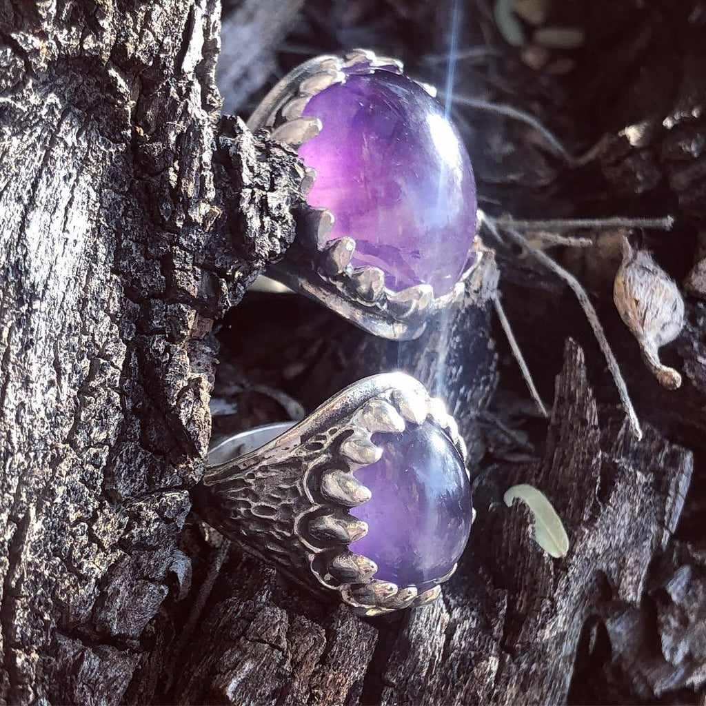 Amethyst Baby Dragon Tooth Ring