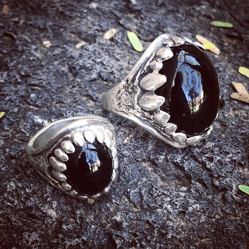 Black Onyx Baby Dragon Tooth Ring