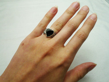 Black Onyx Flying Heart Ring