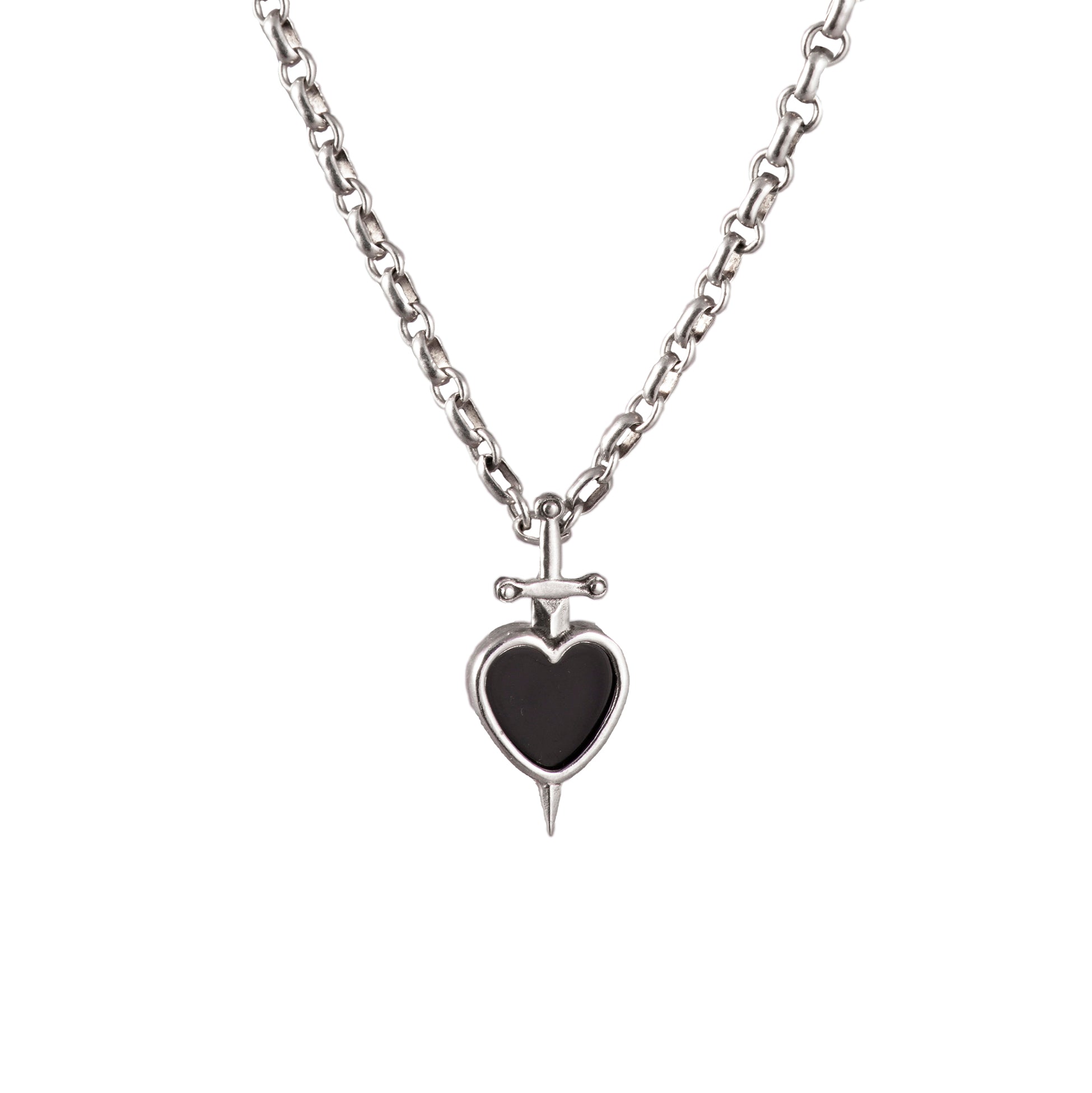 Black Onyx Sword-Pierced Heart Necklace | Alex Streeter