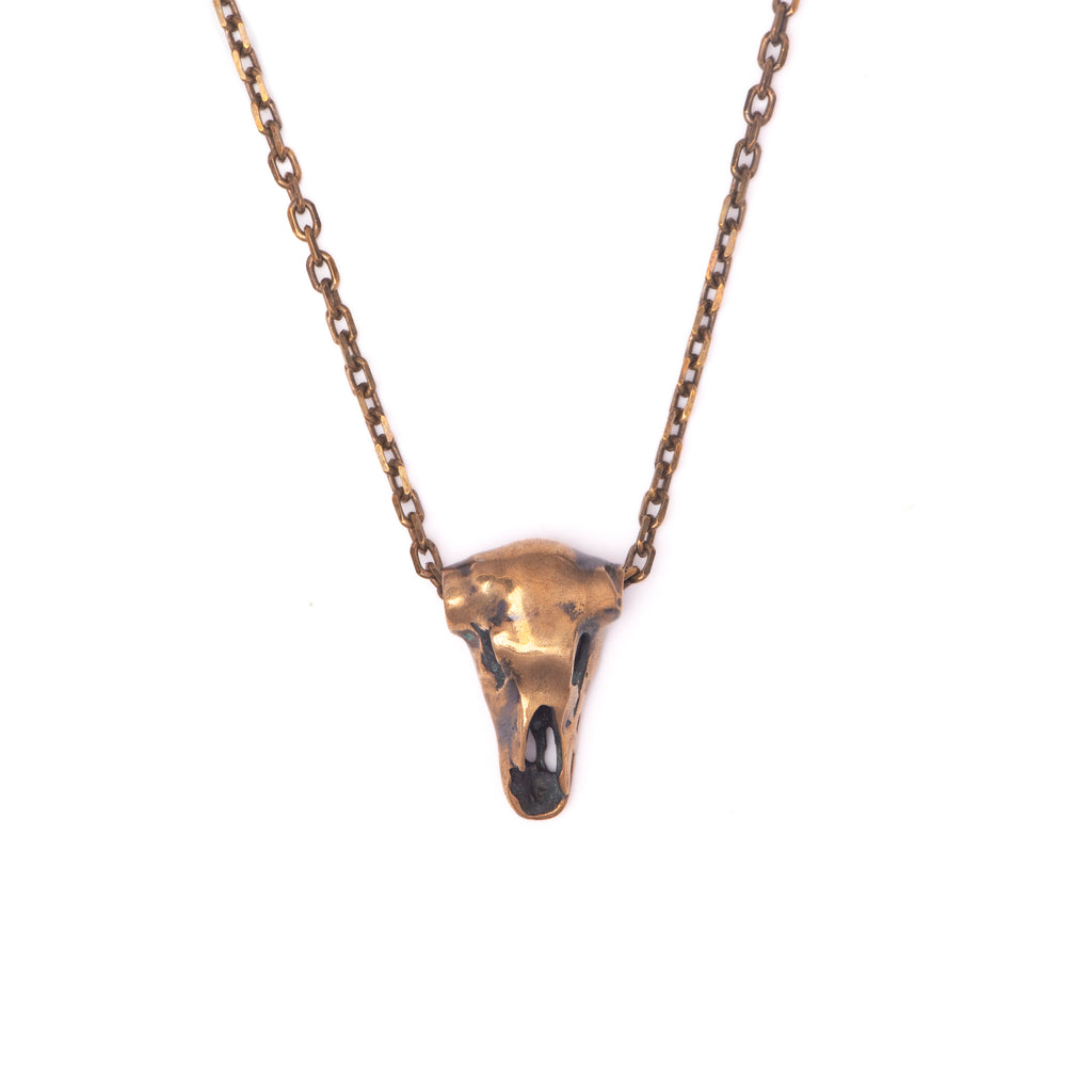 Bronze Cow Skull Necklace