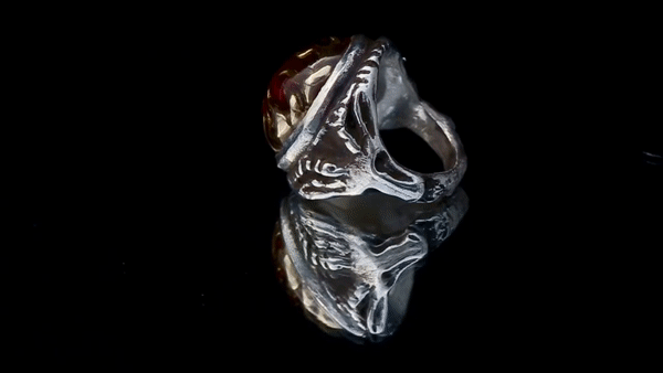 Red Ring of Fire Angel Heart Ring