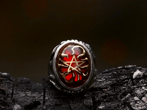 Red Ring of Fire Angel Heart Ring